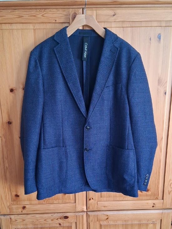 Calvin Klein Other - Calvin Klein Men's Wool Blend Navy Blue Herringbone Slim Fit  Blazer Size 42R